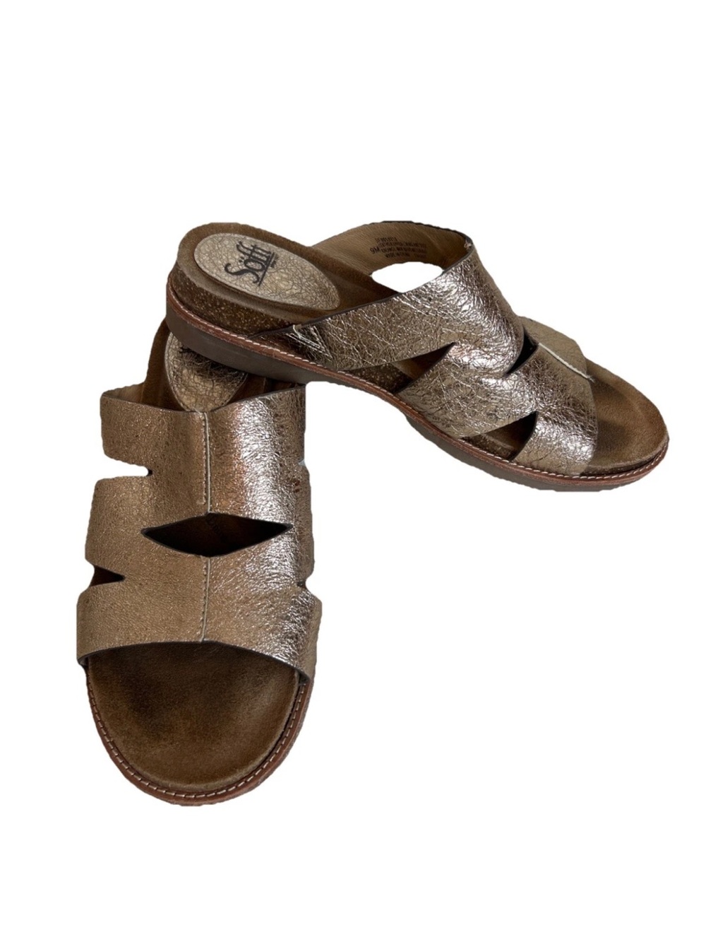 Sofft Women's Shoes Balin Slides Mule Sandals Leather Warm Gold Size 9 M